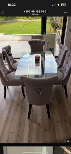 Glass and chrome dining table