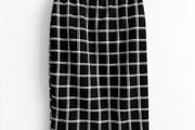 Pre Owned Black &amp; White Grid Check Midi Pencil Skirt