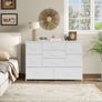 White Chest of Drawers for Bedroom, 9 Drawer Fabric Dresser Storage Organizer, Wide Dresser TV Stand for Bedroom, Living Room, Entryway, Nursery Image 4