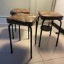 Three Mid century Wells Fargo topped Stools Image 4