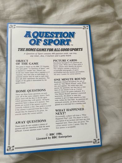 A Question of Sport BBC Board Game - early 1990s