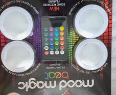 JML Mood Magic Beat Sound Responsive Remote Controlled Wireless Colour Changing LED lights - Pack Of 4