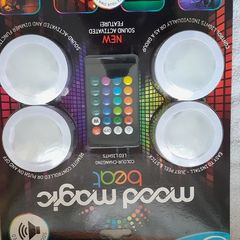 JML Mood Magic Beat Sound Responsive Remote Controlled Wireless Colour Changing LED lights - Pack Of 4