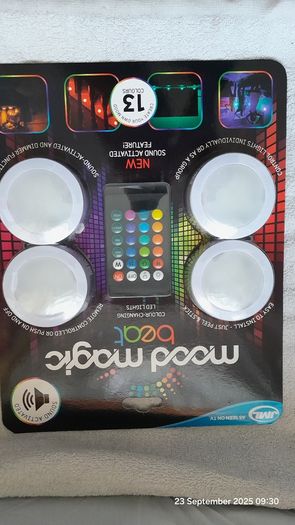 JML Mood Magic Beat Sound Responsive Remote Controlled Wireless Colour Changing LED lights - Pack Of 4