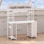 Computer Desk with Drawers & Display Shelves, 120 x 50 cm White Office Desk with Storage & Pegboard, Study Work Desk with Storage, Girls PC Desk for Home Office, Bedroom and Creative Spaces Image 3