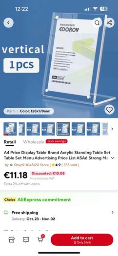 Set of 4 a6 acrylic display standing table set menu advertising