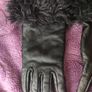 Black Faux Leather Gloves with Faux Fur Cuff Size Small Image 3