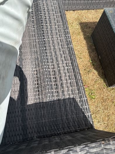 Rattan garden sofa set with glass top table