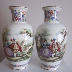 Pair of Vases of the  Fragonard Courting Couple