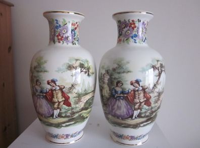 Pair of Vases of the  Fragonard Courting Couple
