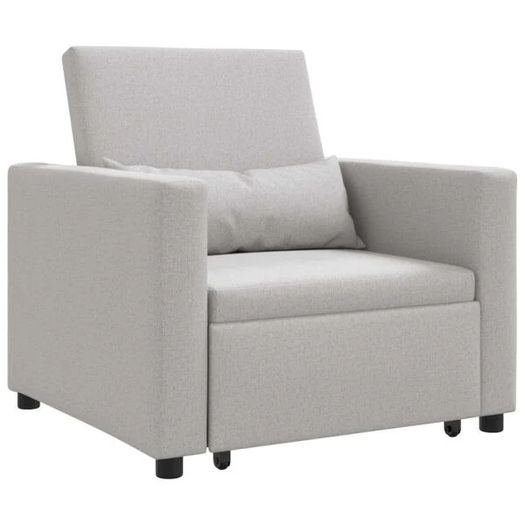 Single Sofa Bed Reclining Cloud grey 90 x 165 x 87 cm Fabric