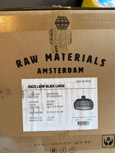 Raw Materials Maze Lamp Large Black Brand New