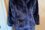 Navy blue midnight blue coat /fur 3/4 length sleeves