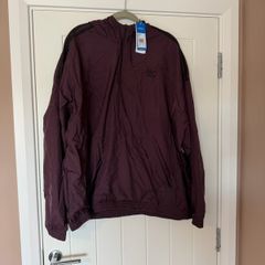 Adidas Originals 3/4 Zip Shell Top - Burgundy/Black