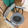 Folding Commode Chair with Armrests & Removable Bucket Image 3