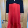 Women's Red and Black Midi Scallop 3/4 Sleeve Dress Image 4