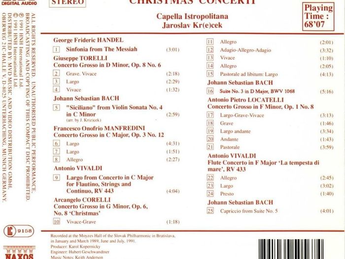 Free Postage! Christmas Concerti. CD.