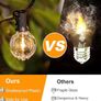 150FT/45M Festoon Lights with Shatterproof G40 Vintage Edison Bulbs, Garden Lights Waterproof for Porch, Deck, Garden, Backyard, Balcony, 2700K Warm White Image 3