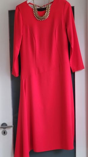 Kate Cooper coral asymmetrical dress Sz 10UK