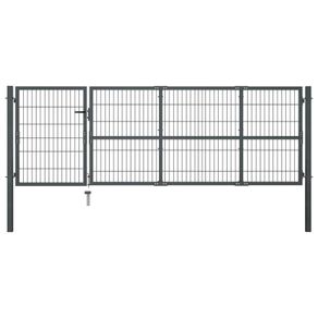 Garden Gate with Posts Steel 350x100 cm Anthracite