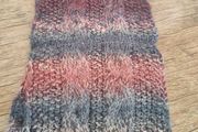 Women's Chunky Knit Cable Snood / Infinity Scarf (Multicolor Pink &amp; Grey)