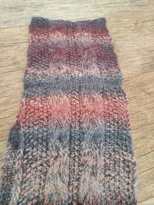 Women's Chunky Knit Cable Snood / Infinity Scarf (Multicolor Pink & Grey)