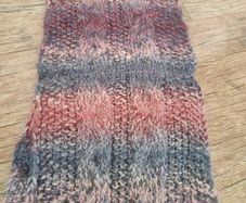 Women's Chunky Knit Cable Snood / Infinity Scarf (Multicolor Pink & Grey)