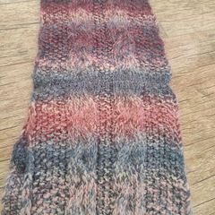 Women's Chunky Knit Cable Snood / Infinity Scarf (Multicolor Pink & Grey)