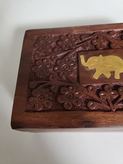 Carved wooden trinket box