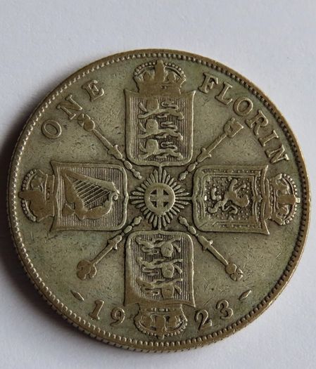 Silver 1923 florin 2 shillings 103 years old antique coin