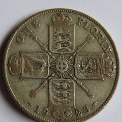 Silver 1923 florin 2 shillings 102 years old antique coin