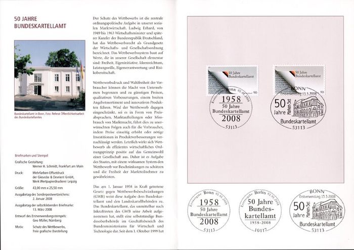 2008 Bundes Republic Deutschland (Germany) Federal Annual Stamp EFT Collection 2008. Includes 49 images of contents