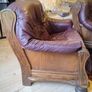 Free to collect: solid wood burgundy leather couches - 2 and 3 seater Image 5