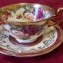 For Collectors Vintage Mixed Royal Chelsea Golden Rose And Aynsley Fine Bone China Gold Gilt Cabinet Dou Teacup And Saucer Set Made In England Image 2
