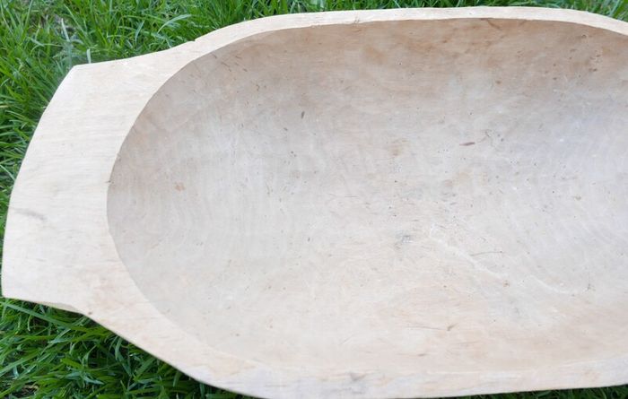Antique Wooden Dough Bowl - Rare Bread Trough - Primitive Hand Carved Trencher Bowl - Country Wooden Bowl - Farmhouse Decor 20" x 10"
