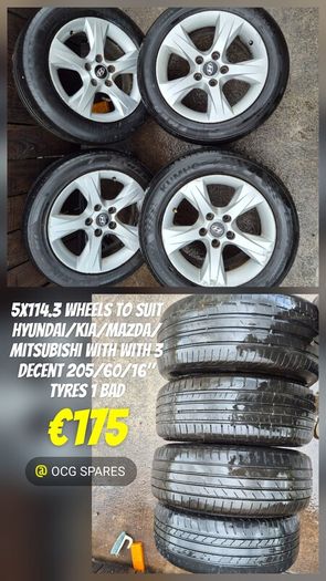 5x114.3 Wheels to suit Hyundai/Kia/ Mazda/Mitsubishi with 4x 235/60/16" Toyo All terrain tyres.