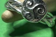 Handmade sterling silver Triskele woven ring. Size K