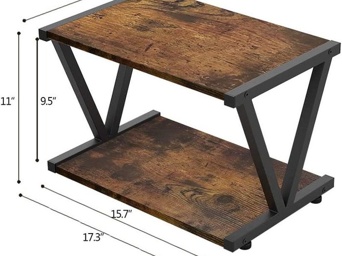 Retro Desktop Printer Stand 2 Tier Under Desk Wood Printer Shelf Rustic Industrial Farmhouse Wood Storage Book Shelf Table Organizer for Home Office Stylish Sturdy