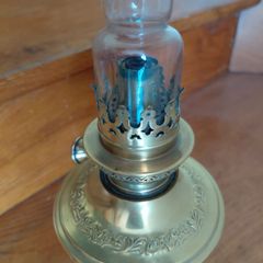 Antique French brass oil lamp works