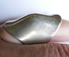 Vintage Sterling Silver 925 hallmarked Domed Ring,  Abstract Mid-Century Style, Size N1/2 - 13,3g