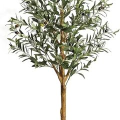 5FT Artificial Olive Tree, 150cm Large Tall Fake Plants, Artificial Olive Plants with Lifelike Leaves, Wood Trunk, Fruits, Suitable for Indoor Outdoor Living Room Garden Decor