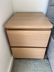 2 IKEA MALM Bedside Tables White Stained Oak Veneer Like New
