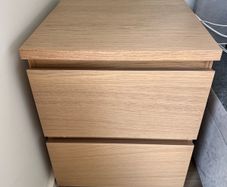 2 IKEA MALM Bedside Tables White Stained Oak Veneer Like New