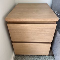 2 IKEA MALM Bedside Tables White Stained Oak Veneer Like New