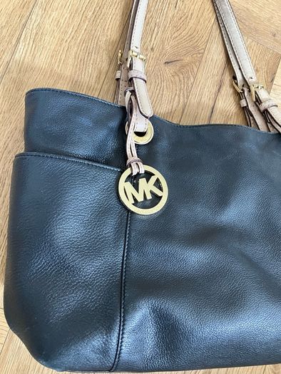 Mk tote black leather bag