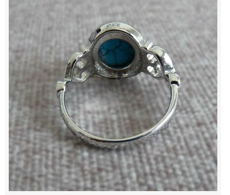 Silver Ring with Turquoise Stone - size 10