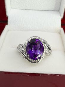 Silver Natural Moroccan Amethyst "Leafy Grace" Ring