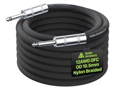 12 AWG Speaker Cable 3m 1/4 Inch [Noise-Free Design - Dual OFC Copper Shielding] Kevlar-Reinforced Nylon Braided Bass/Guitar Speaker Cable for Marshall, Boss, Fender Guitar Amps