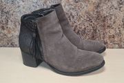 Women's Amy Huberman Bourbon Ankle Boots Heels Grey Leather Suede Size Uk 6 Eu 39