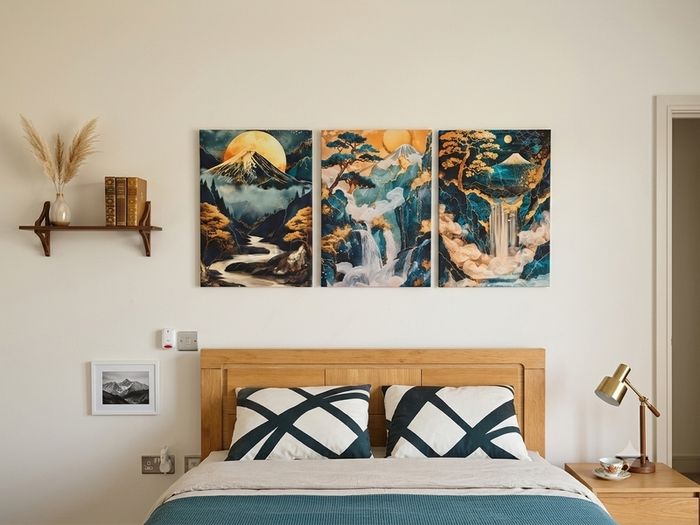 3 framed printed canvas 35x55cm each